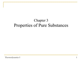Thermodynamics I 1
Chapter 3
Properties of Pure Substances
 