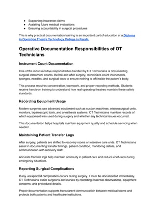 Comprehensive Guide to Post-Operative Documentation for OT Technicians ...