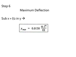 Step 6
Maximum Deflection
Sub x = l/2 in y 
 