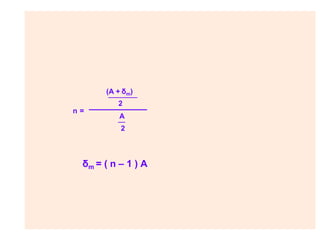 δm = ( n – 1 ) A
n =
(A + δm)
2
A
2
 