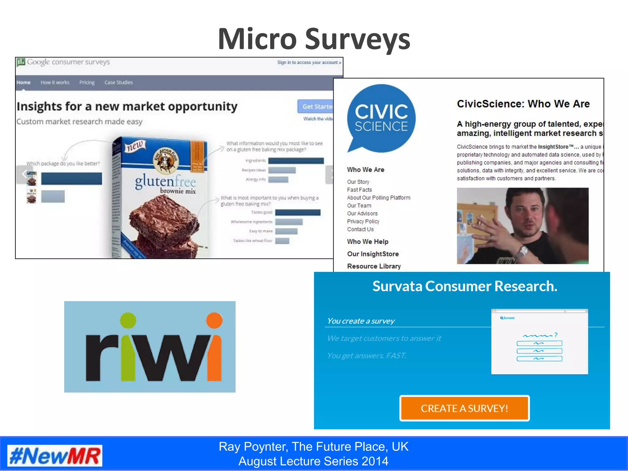 Ray Poynter, The Future Place, UK
August Lecture Series 2014
Micro Surveys
 