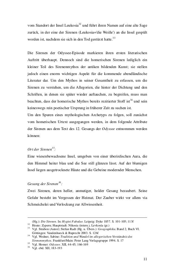 Homers Sirenen In Der Literatur Magisterarbeit 2009