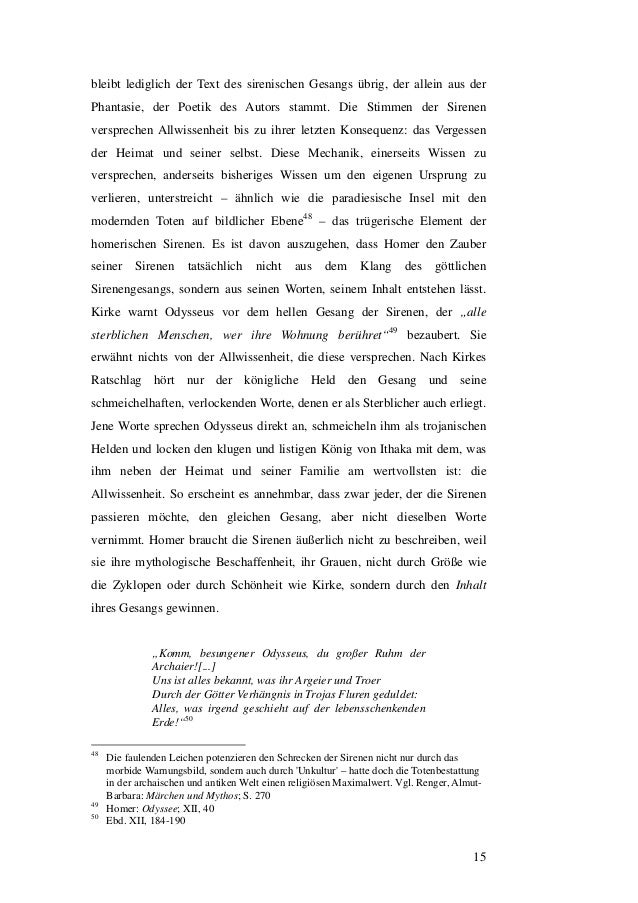 Homers Sirenen In Der Literatur Magisterarbeit 2009