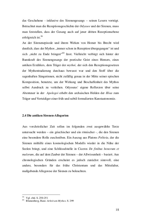 Homers Sirenen In Der Literatur Magisterarbeit 2009
