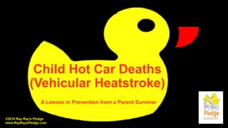 Child Hot Car Deaths
(Vehicular Heatstroke)
A Lesson in Prevention from a Parent Survivor
 
