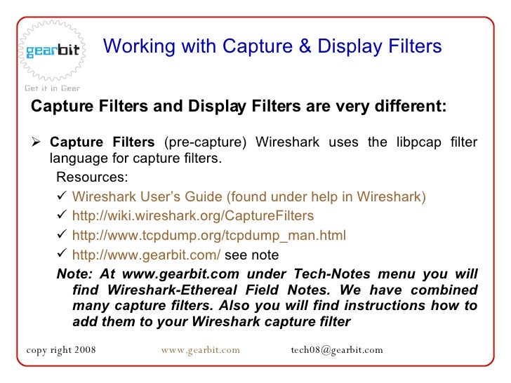 OSTU Wireshark Capture Filters (by Ray Tompkins)