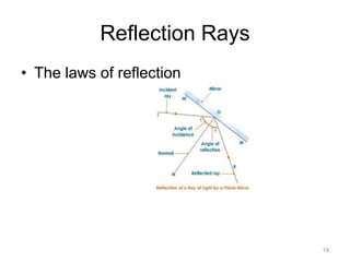 Reflection Rays
• The laws of reflection




                             19
 