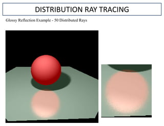 DISTRIBUTION RAY TRACING
Glossy Reflection Example - 50 Distributed Rays
 