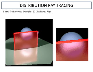 DISTRIBUTION RAY TRACING
Fuzzy Translucency Example - 20 Distributed Rays
 