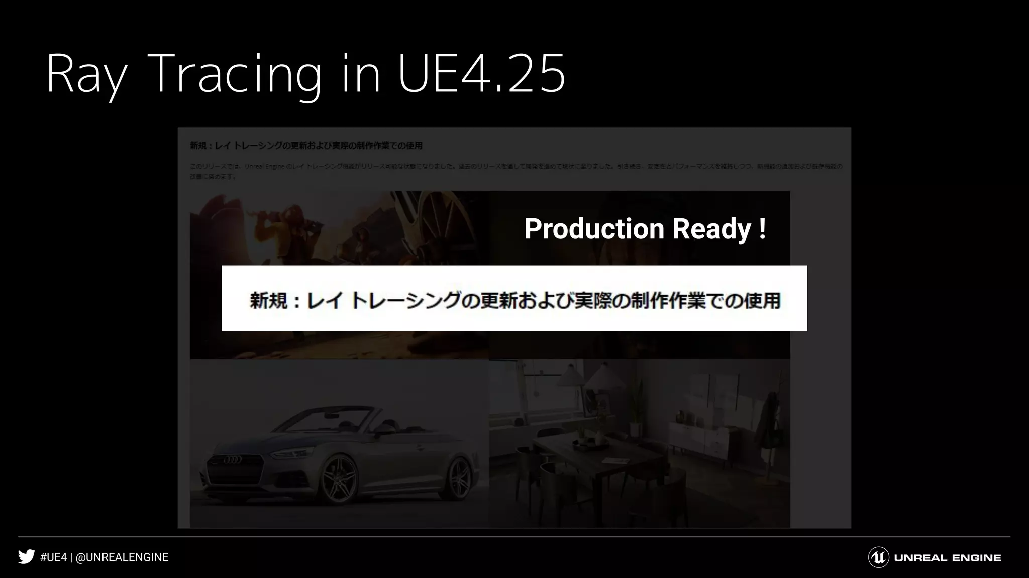 #UE4 | @UNREALENGINE
Ray Tracing in UE4.25
Production Ready !
 