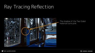 #UE4 | @UNREALENGINE
Ray Tracing Reﬂection
The shadow of the Two Sided
material turns pink
 