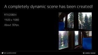 #UE4 | @UNREALENGINE
A completely dynamic scene has been created!
RTX2080ti
1920 x 1080
About 30fps
 