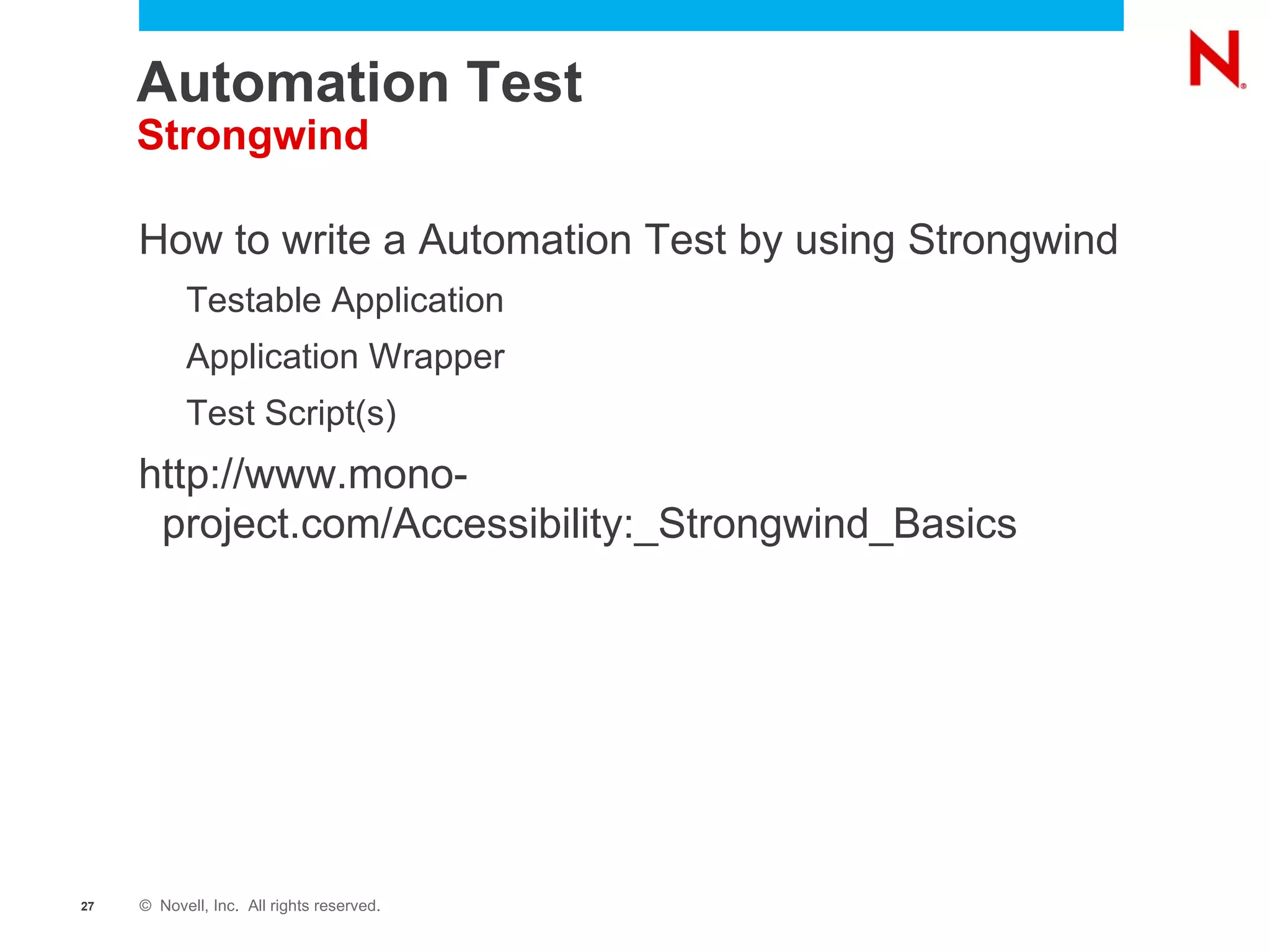 What is Accessibility?  AT-SPI Divide the view of AT into 3 large components 