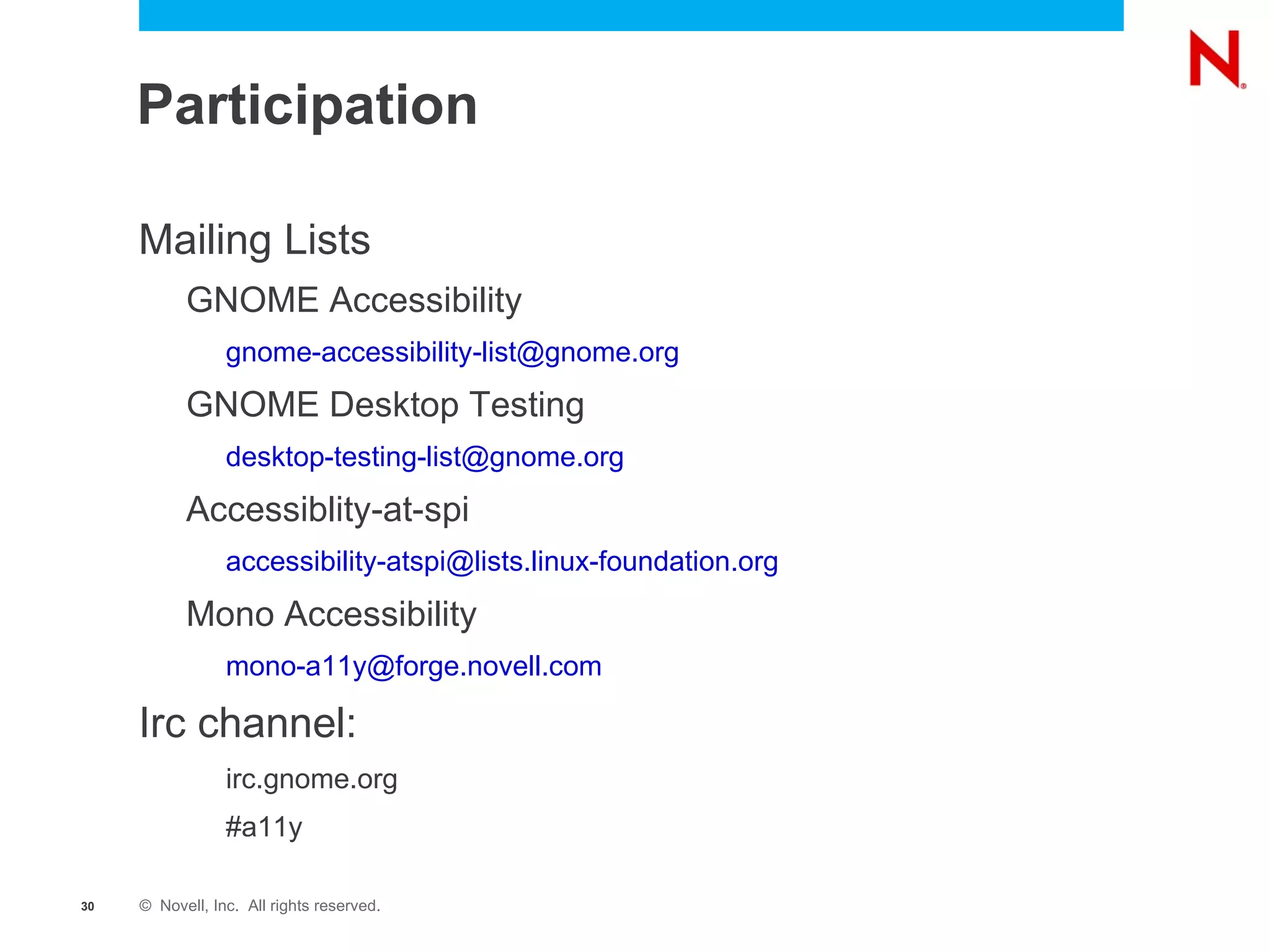 What is Accessibility?  AT-SPI (GNOME) How GTK+/GNOME Applications connect to AT-SPI 