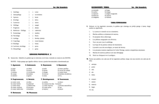 3er. Año Secundaria RAZONAMIENTO VERBAL 3er. Año Secundaria
1. Antófago ( ) carne
2. Antropófogo ( ) excremento
3. Apívoro ( ) leche
4. Ictiofago ( ) tierra
5. Carnívoro ( ) raíces
6. Xilófago ( ) sangre
7. Frugívoro ( ) abejas
8. Herbívoro – fitófago ( ) cadáveres
9. Esteatofago ( ) madera
10. Necrófago ( ) flores
11. Geófago ( ) hierbas, plantas
12. Coprofago ( ) carne humana
13. Rizófago ( ) frutas
14. Lactívaro, lactófago ( ) peces
15. Hematófago ( ) grasa
EJERCICIOS PROPUESTOS N ° 3
I. Instrucción : Identifica la palabra que se relaciona con la base, teniendo en cuenta la raíz MANÍA.
MANÍA : Sufijo griego que significa delirio, locura o pasión descontrolada o desenfrenada por
1. Agromanía 2. Andromanía 3. Cleptomanía 4. Dipsomanía
a) jugar a) célula a) baile a) tomar pastillas
b) fruta b) tóxico b) hurtar b) exceso de trabajo
c) estatua c) circulación c) drogas c) comer frutas
d) campo d) hombre d) tóxicos d) bebidas alcohólicas
e) número e) genes e) amas e) N.a.
5. Frugivoromanía 6. Geriatría 7. Onicofagomanía 8. Tanatomanía
a) comer carne a) niños a) sueños a) altura
b) comer hierba b) pubertad b) comerse las uñas b) muerte
c) comer frutas c) adolescente c) comer insectos c) presión atmosférica
d) comer verduras d) ancianos d) comer pelos d) aire
e) comer tubérculos e) hombres e) música e) placer
9. Oniromanía 10. Plutomanía
a) montaña a) fuego
b) sueños b) drogas
c) riquezas c) alegría exagerada
d) blancura d) riqueza
e) imágenes e) fantasía
TAREA DOMICILIARIA
I. Subraya, en las siguientes oraciones, la palabra que contenga un prefijo griego o latino; luego
analiza su significado.
1. La carrera se controló con un cronómetro.
2. Muchos anfibios se alimentan de insectos.
3. El aeroplano lleva sobrecarga.
4. Las píldoras antigripales son efectivos.
5. Tuve cita ayer con el cardiólogo.
6. Las hojas de las plantas realizan las fotosíntesis.
7. Leyendo la sección necrológica, se enteró del deceso.
8. Los peruanos estamos orgullosos de Carlos Noriega, nuestro compatriotas astronauta.
9. Muchos de nuestros políticos son unos demagogo.
10. Nació un chimpancé en el zoológico.
II. Forma una palabra con cada uno de los siguientes prefijos; luego crea una oración con cada una de
ellas.
1. antropo:
2. proto:
3. sub:
4. aer:
5. fobia:
6. terapia:
7. mania:
8. mancia:
9. logia:
10. itis:
 