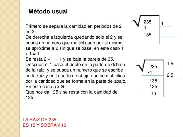 Cual Es La Raiz Cuadrada De 225