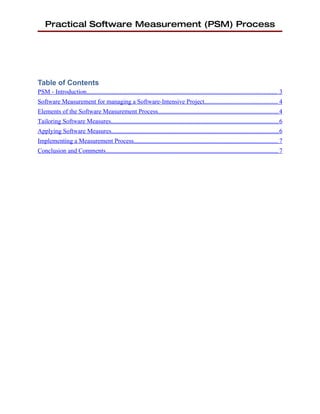 Practical Software Measurement | DOC