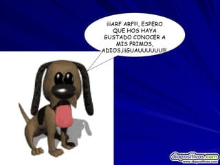 ¡¡¡ARF ARF!!!, ESPERO QUE HOS HAYA GUSTADO CONOCER A MIS PRIMOS, ADIOS,¡¡¡GUAUUUUUU!!!  