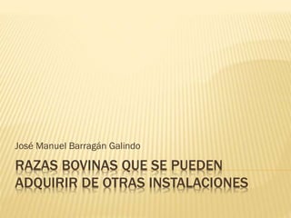 RAZAS BOVINAS QUE SE PUEDEN
ADQUIRIR DE OTRAS INSTALACIONES
José Manuel Barragán Galindo
 