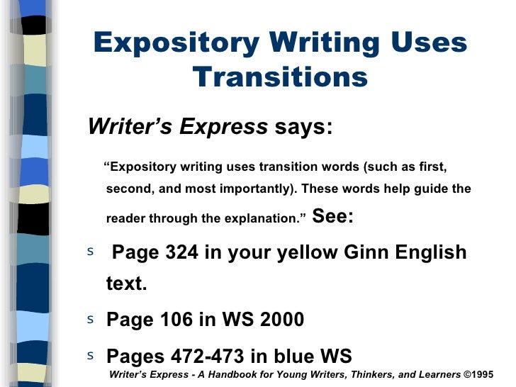 expository essay transition words