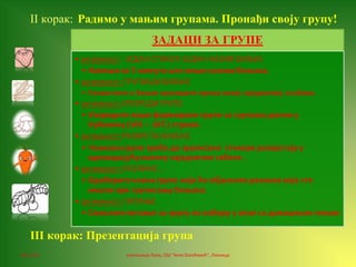 06.12.16. учитељица Лала, ОШ "Анта Богићевић", Лозница
Радимо у мањим групама. Пронађи своју групу!II корак:
III корак: Презентација група
 