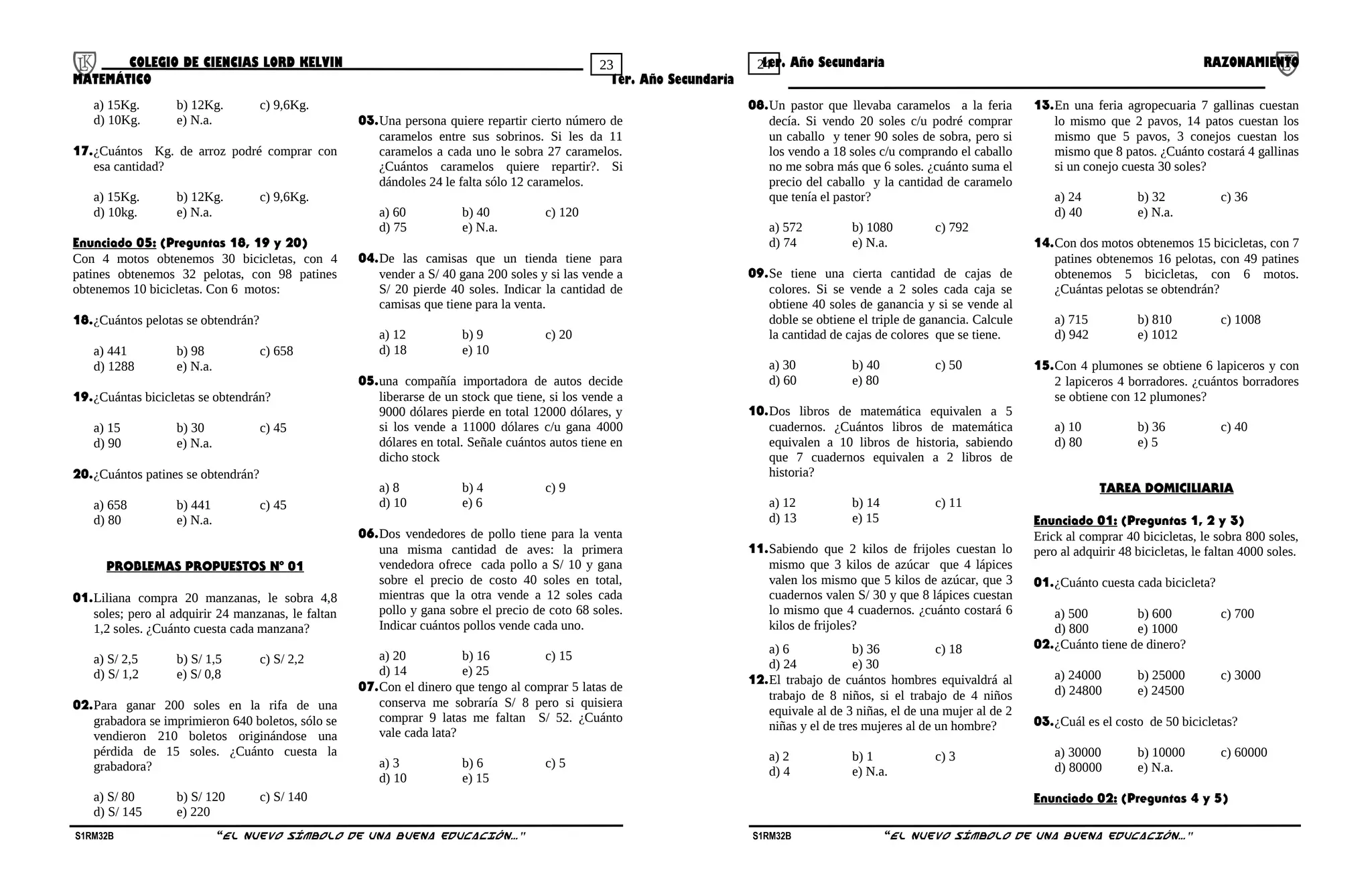 Razonamiento matematico 1º2 b | DOC