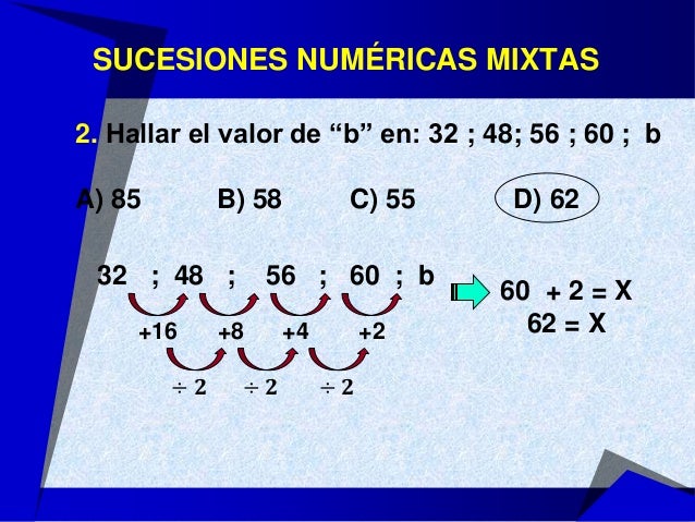 Razonamiento matematico (sucesiones) distintos tipos de