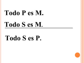 Todo P es M. Todo S es M . Todo S es P .  
