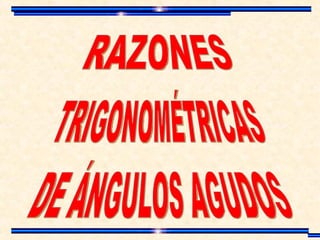 RAZONES TRIGONOMÉTRICAS DE ÁNGULOS AGUDOS 