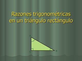 Razones trigonométricas en un triángulo rectángulo 