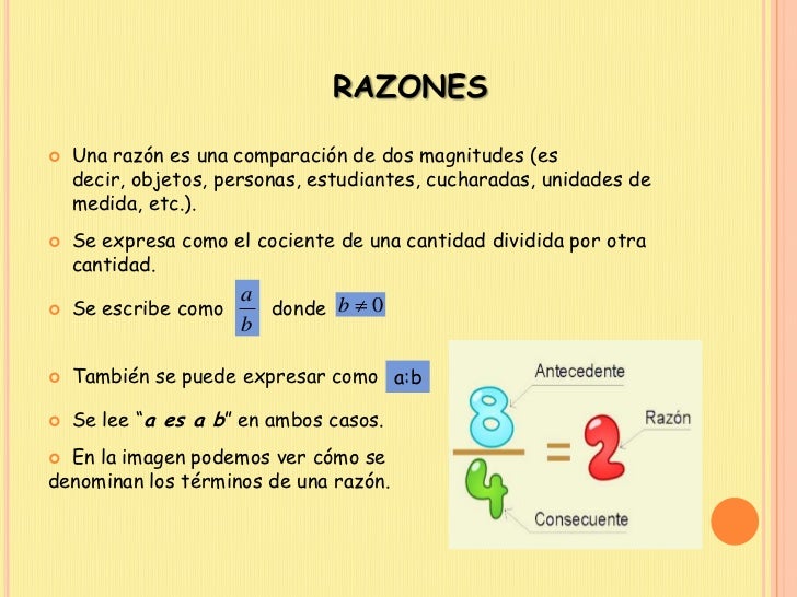 Resultado de imagen de razon matematica