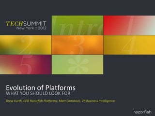 Evolution of Platforms
WHAT YOU SHOULD LOOK FOR
Drew Kurth, CEO Razorfish Platforms; Matt Comstock, VP Business Intelligence
 