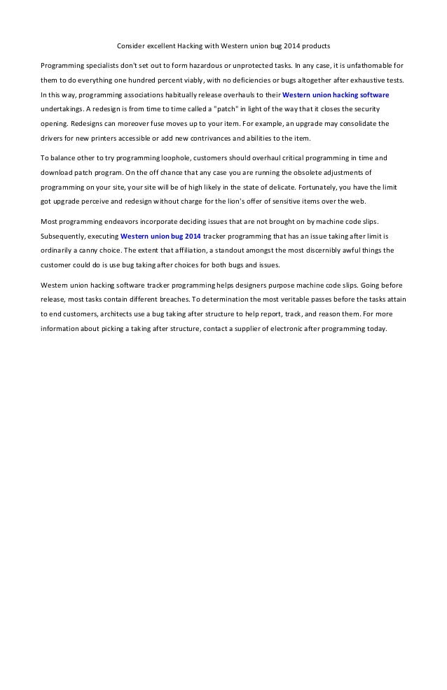 Download Western Union Bug Software