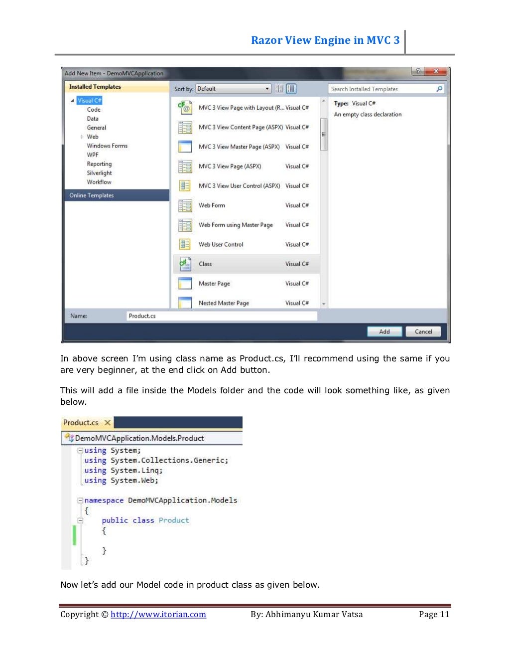 Razor View Engine in MVC 3 by