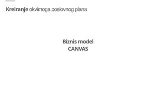 Kreiranje okvirnoga poslovnog plana
Biznis model
CANVAS
 