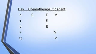Day Chemotherapeutic agent
0 C E V
1 E
2 E
7 V
14 V
 