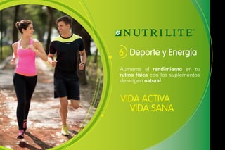 VIDA ACTIVA
VIDA SANA
Deporte y Energía6
Aumenta el rendimiento en tu
rutina física con los suplementos
de origen natural.
 