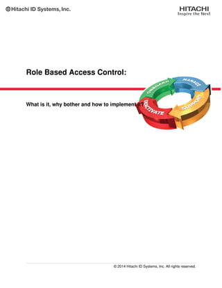 Role Based Access Control:
What is it, why bother and how to implement it?
© 2014 Hitachi ID Systems, Inc. All rights reserved.
 