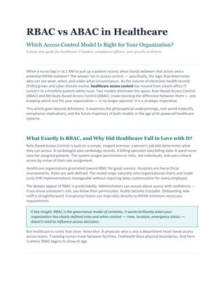 RBAC vs ABAC in Healthcare: Choosing the Right Access Control Model for ...