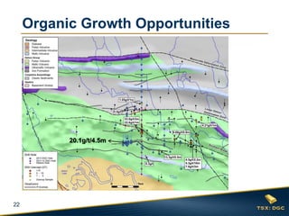 22
25,000 m
in 2013
15.6 M oz in Reserves
20.1g/t/4.5m
Organic Growth Opportunities
 