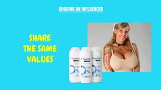 CHOSING AN INFLUENCER
SHARE
THE SAME
VALUES
 