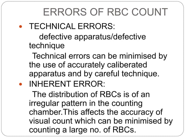 Rbc count | PPTX | Blood Disorders | Diseases and Conditions