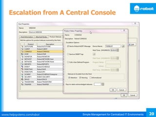 Simple Management for Centralized IT Environments 20
Escalation from A Central Console
 