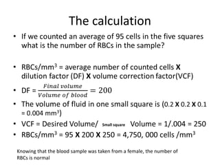 red blood cells counting hemocytometer Laboratory | PDF