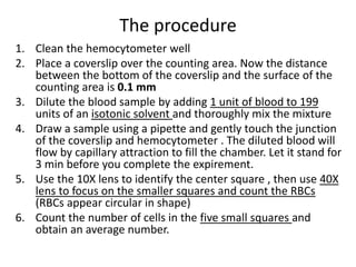 red blood cells counting hemocytometer Laboratory | PDF