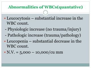 RBC & WBC abnormalities and their interpretation | PPTX