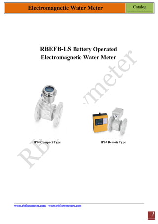 www.rbflowmeter.com www.rbflowmeters.com
Electromagnetic Water Meter Catalog
1
RBEFB-LS Battery Operated
Electromagnetic Water Meter
IP68 Compact Type IP65 Remote Type
 