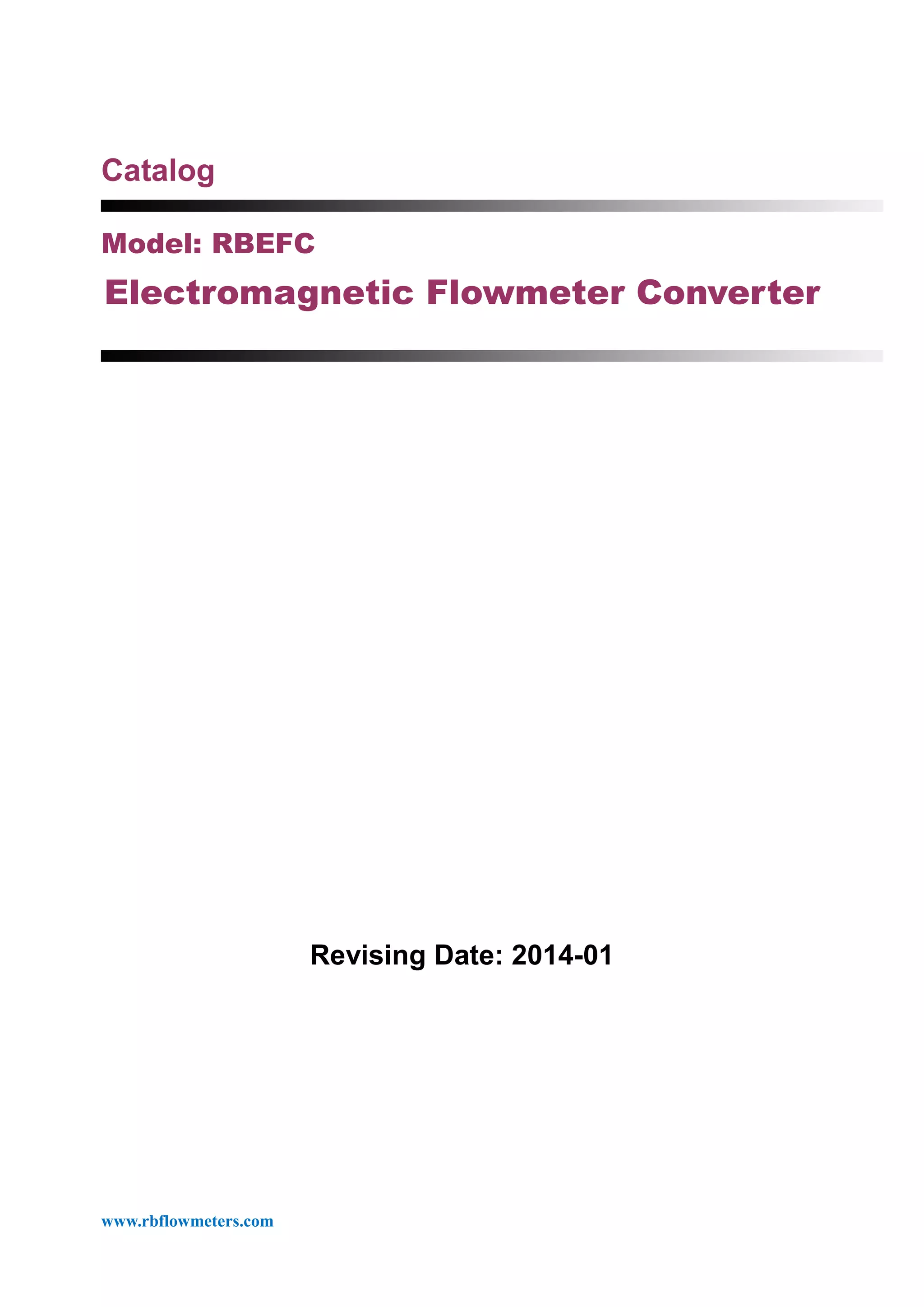 RBEFC Flow Converter/Transmitter Catalog 2016 PDF