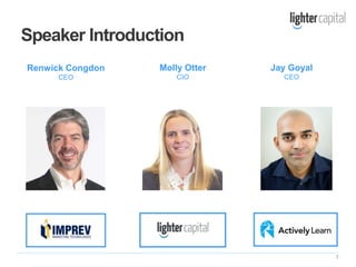 3
Speaker Introduction
Renwick Congdon
CEO
Jay Goyal
CEO
Molly Otter
CIO
 