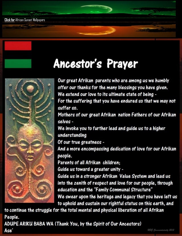 RBG Ancestor's Prayer Poster w HD Afrikan Sunset Wallpaper